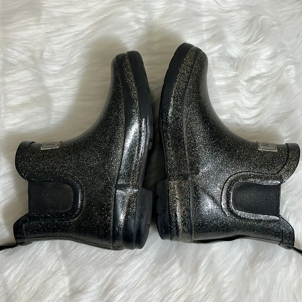Hatley Black Silver Glitter Waterproof Rain Boots